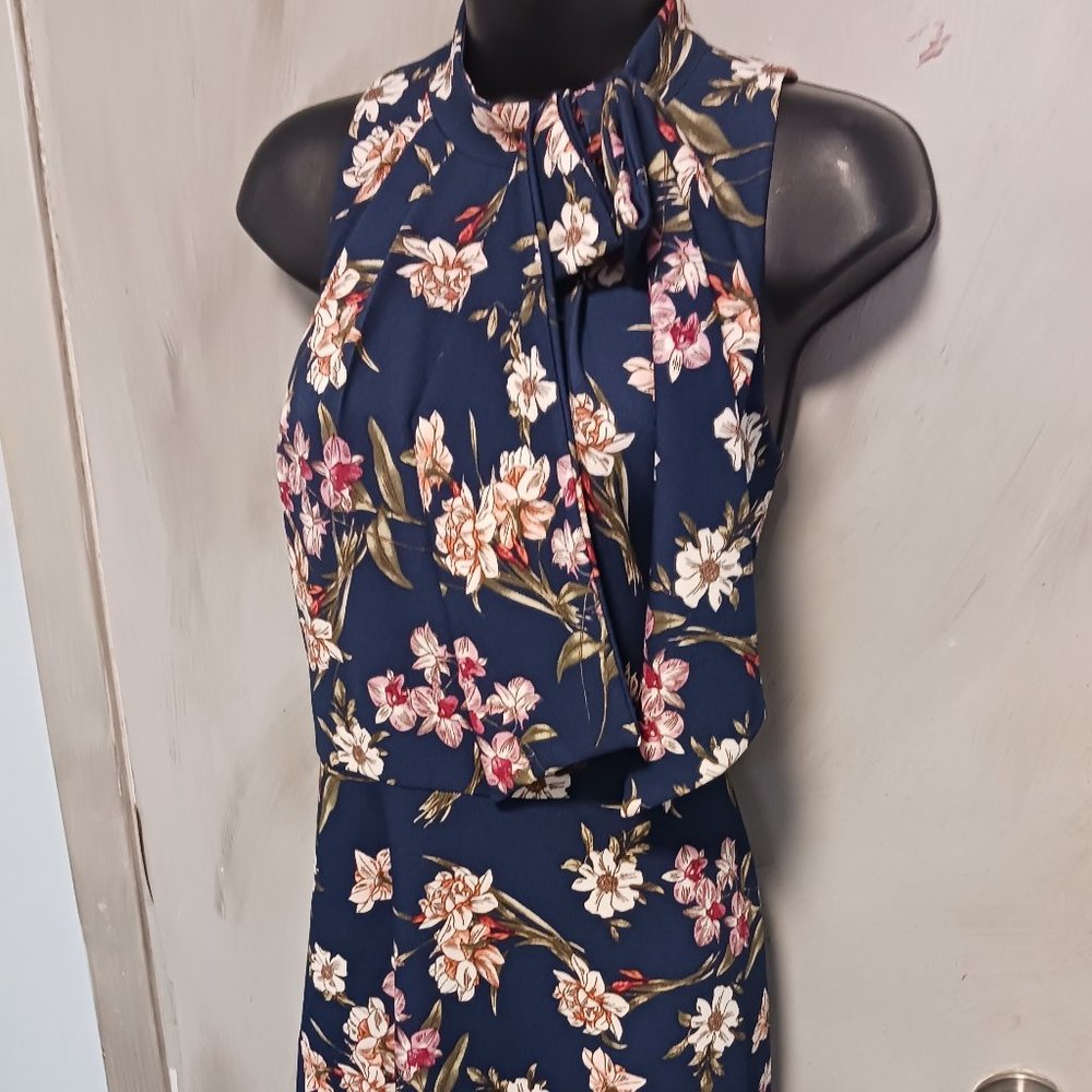 Shelby & Palmer Floral Navy Midi Dress